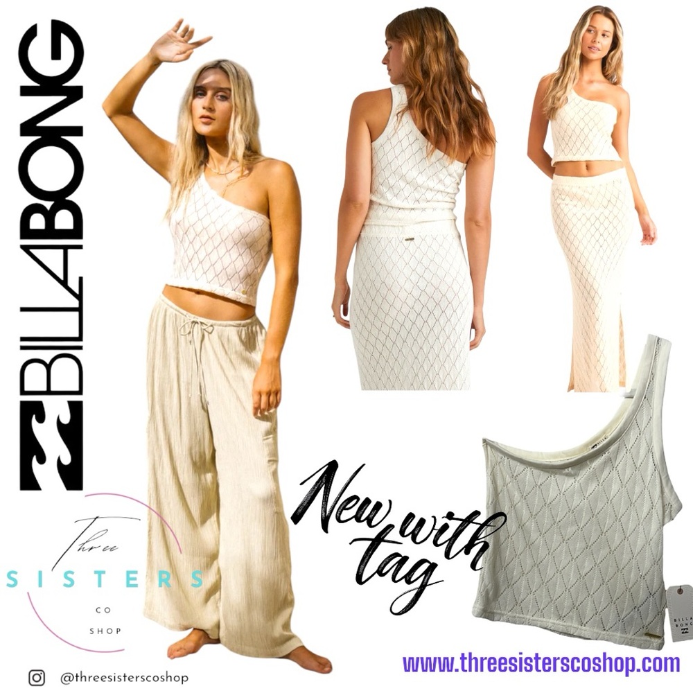 Billabong only you top Faded to white Lace crochet Women's Top one shoulder - Picture 1 of 8